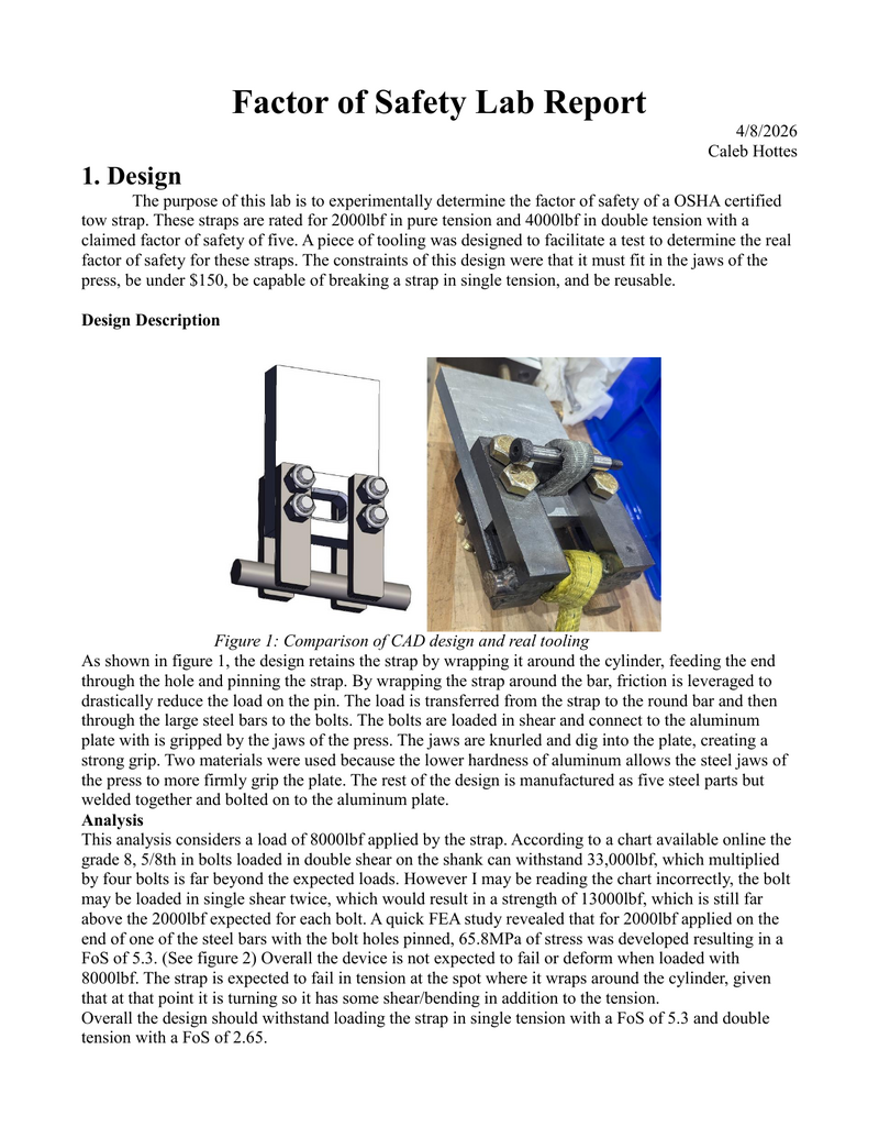 Factor of Safety Lab Report